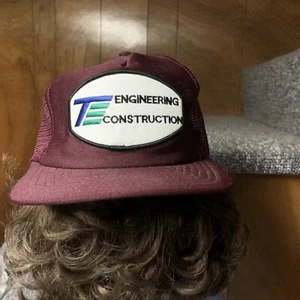 Vintage Trucker SnapBack Hat Purple Advertising Construction - Picture 1 of 4