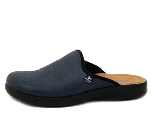 Pantofole Uomo Elasticizzata Blu Sottopiede Anatomico in Vera Pelle FLY FLOT - Picture 1 of 4