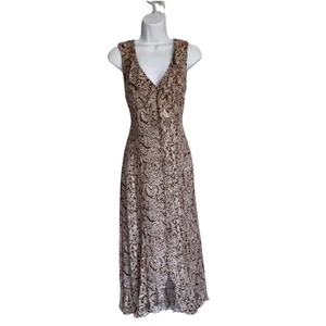 Vtg Y2K Victoria's Secret Moda International Animal Print Ruffle Maxi Dress 12 - Picture 1 of 11