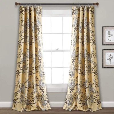 Botanical Garden Curtains Floral Bird Print Light Filtering Window Panel Drap... - Image 1 of 4