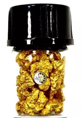 3.000 GRAMS AUSTRALIAN NATURAL PURE GOLD NUGGETS #6 MESH W BOTTLE (#AUB600) - Image 1 of 4