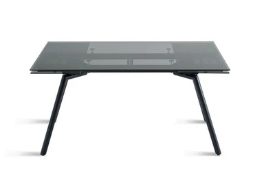 Extendable Rectangular Smoked Glass Dining Table CIC-742 - Image 1 of 4