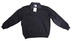 Snap' N' Wear Quarter Zip Denim Collared Pullover Navy Large - Picture 1 of 2
