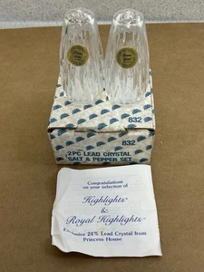 Princess House Lead Crystal Salt and Pepper Shakers Set # 832 - Picture 1 of 9