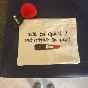 Beauty Bag With Pom Pom Zipper Pull Make Up Travel - Picture 1 of 9
