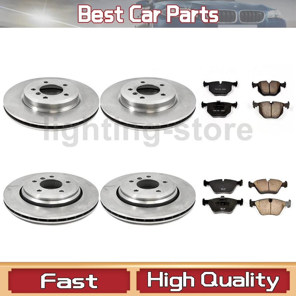 Conjunto de pastilhas de freio a disco dianteiro traseiro rotor de freio a disco compatível com BMW 2001-2005 330Ci 6 peças - Imagem 1 de 4