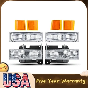 Headlamps W/Bumper Lamp For Chevy Silverado C10 C/K 1500 2500 3500 1994-1998 - Imagen 1 de 9