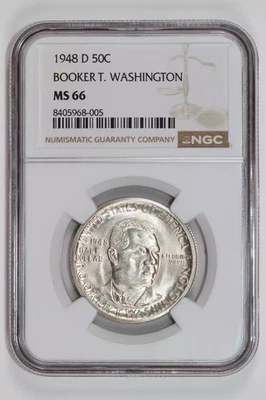 1948-D BOOKER T WASHINGTON COMMEMORATIVE HALF DOLLAR NGC MS66 - Image 1 of 2