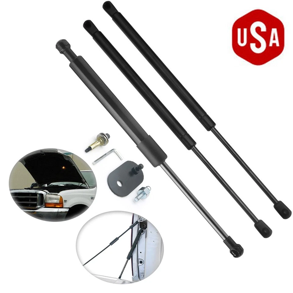 For 99-07 Ford F-250/350 Super Duty Front Hoods+Rear Tailgate Gas Struts Shocks Foto 1 de 4