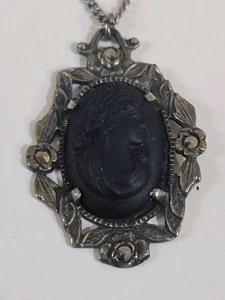 Black Victorian Carved Pendant - Picture 1 of 5