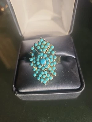 Anillo de cóctel turquesa tono plata tamaño ajustable nuevo sin etiquetas  Foto 1 de 4