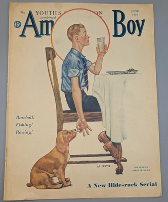 American Boy Magazine June 1939 Norman Rockwell Style Cover ~ Babe Ruth Photo! Foto 1 de 4