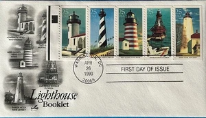 Artcraft 2474A Booklet Pane of 5 Lighthouses on 1 Cover - Picture 1 of 1