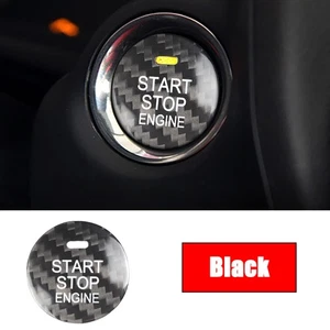 Black Carbon Fiber Car Engine Push Start Button Cover For Mazda 3 6 CX-3 CX-5 - Foto 1 di 6