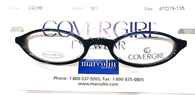 COVERGIRL CG298 121 女孩 Sm 女式蓝色椭圆形眼镜框 47-19 135 全新 — 第 1/3 张图片