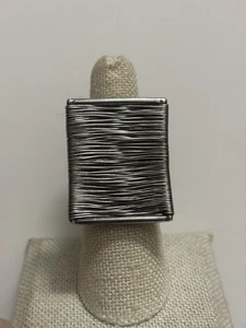 950 Sterlingsilber Modernist Brutalist Draht Wickel Rechteck Geometrisch Ring 7 Adj - Bild 1 von 6