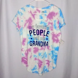 Celebrate Tie Dye Cap Sleeve Long Graphic "Grandma" T-Shirt Tunic Womens Med NWT - Picture 1 of 6