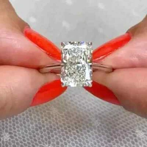 3.00CT Radiant Cut Lab Grown Diamond Solitaire Engagement Ring In 950 Platinum - Picture 1 of 14