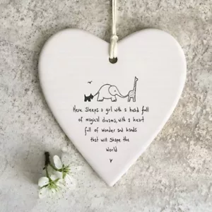 East of India Porcelain Heart Plaque Sentimental Friendship Family Baby Sign - Picture 1 of 13