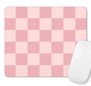 Pink Checkered Mouse Pad Non-Slip Square Gaming Desk Mat 9.5 x 7.9 in - Picture 1 of 6