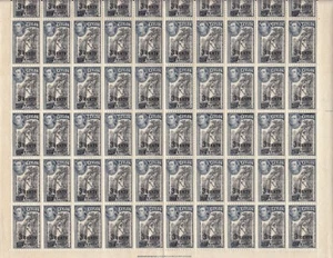 Sellos 1940 Ceilán 3 centavos en 20c KGV1 hoja de recargo de 60 SG399, poco comunes   - Imagen 1 de 2