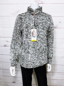 Weatherproof Vintage Womens Faux Fur 1/4 Zip Pullover Size S Charcoal Gray - Picture 1 of 12