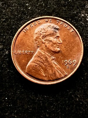 1969 S Lincoln 1C Penny, Error In S (RPM), Very Rare, Collectable. Great Price. - Image 1 of 4