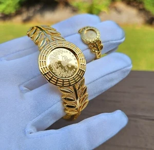 24kt Gold Plated Coin Bangle ring set Dubai African Jewelry Arab Indian Jewelry - Picture 1 of 10