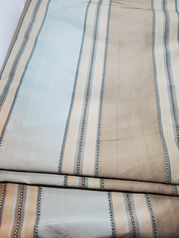 2yds Taffeta khaki, smokey blue, black thread slub set on top  54" VTG FLAWS REA - Image 1 of 3