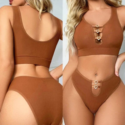 Mujeres Sexy Sujetador Panty Conjunto Prendas para dormir Ropa interior Sexy Lencería Conjunto Marrón Foto 1 de 4