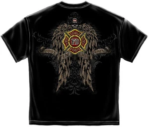 FIREFIGHTER SKULL WINGS - T-SHIRT - Picture 1 of 2