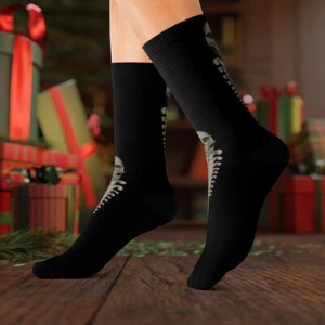 SKREW Skull Vertebrae Logo Black Socks Sublimation Socks - Picture 1 of 18