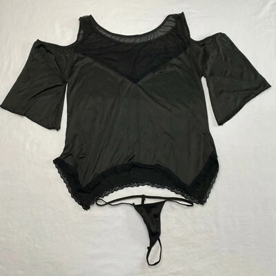 Sexy conjunto de tanga de hombro frío negra íntima talla XL para mujer NUEVO gótico Foto 1 de 4