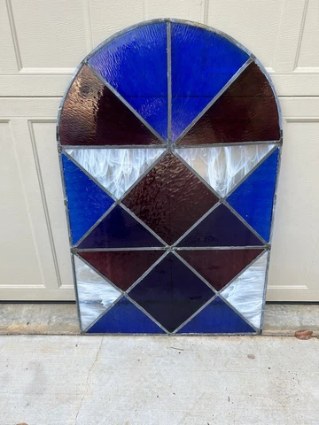 VINTAGE STAINED GLASS WINDOW  WITH ARCH TOP Cover