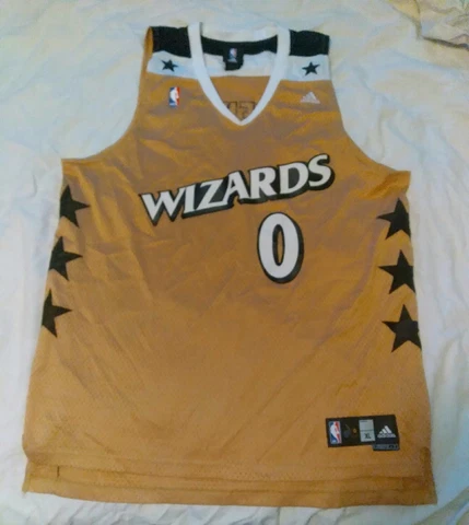 Vtg Gilbert Arenas #0 Adidas Swingman Washington Wizards Gold Jersey Mens XL Cover