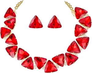 Art Deco Statement Collana Orecchini Set per Donne Brillante Strass Cristalli Tr - Foto 1 di 12