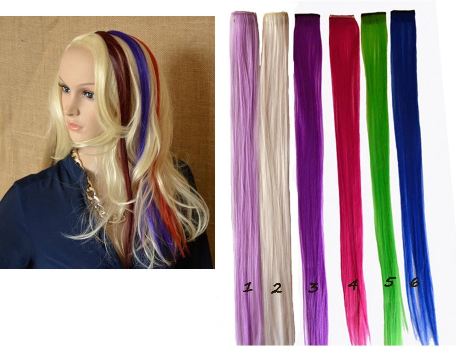 Haarverlängerung Haarsträhnen Clip in Extension Haarteil Kunsthaar Haar 48cm neu - Bild 1 von 1