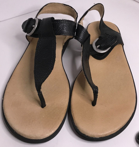 Sandali donna UGG neri in pelle punta aperta taglia 4 spiaggia bohemien
