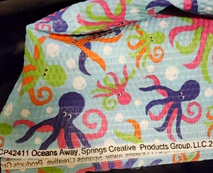 fabric seersucker cotton 44 x 100 2.75 yards bright octopus print - Picture 1 of 4