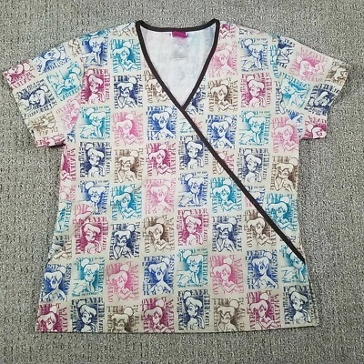 Wonderful World of Disney Scrub Top Womens XS Tinkerbell - Image 1 of 4