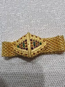 Rare Jacqueline Kennedy Simulated Gemstone Bracelet Gold Plated - Picture 1 of 9