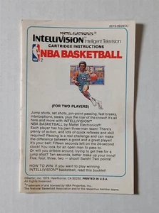 Intellivision - manual only for NBA Basketball - original, authentic - Picture 1 of 2