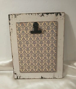 Memo Note Picture Holder Shabby Chic Home Decor Gray Yellow Cream Wood 8 x 10 - Picture 1 of 7