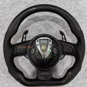 Real Carbon fiber leather red line Steering Wheel For 2008-2015 Audi R8 TT RS - Picture 1 of 10