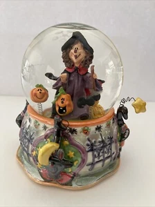 Halloween Witch Glitter Water Globe Music Box Pumpkins Bats Moons - Picture 1 of 6