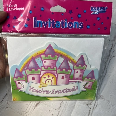Arte en papel vintage invitaciones de cumpleaños para niños 3 paquetes de 8/cada castillo de princesa  Foto 1 de 4