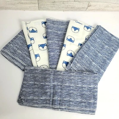 6 paños eructos de franela para bebé Gerber ~ rayas azules y zorro ~ 20"x14" Foto 1 de 4