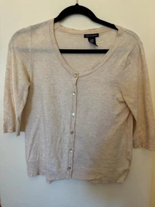 **Gap Cashmere & Cotton Sweater – Beige, Button-Down, 3/4 Sleeve** - Picture 1 of 7