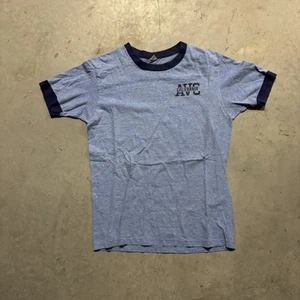 Vintage 80s AVC California Artex Size Small Blue Ringer Hipster T-Shirt - Picture 1 of 5