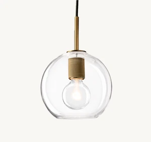 RH Restoration Hardware Utilitaire Globe Shade Pendant in Brass (retail $415) - Picture 1 of 24
